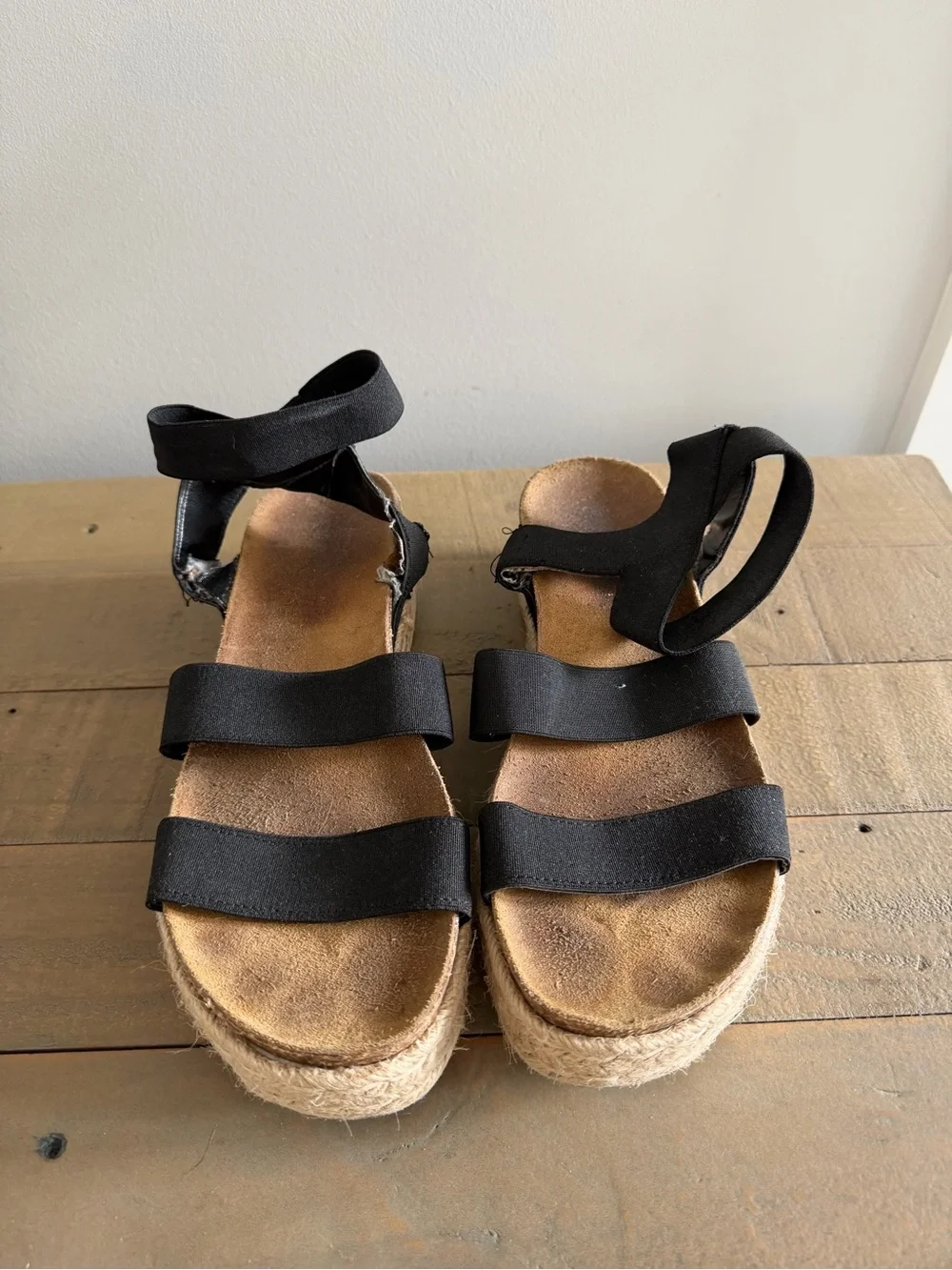 Black Espadrille Platform Sandals